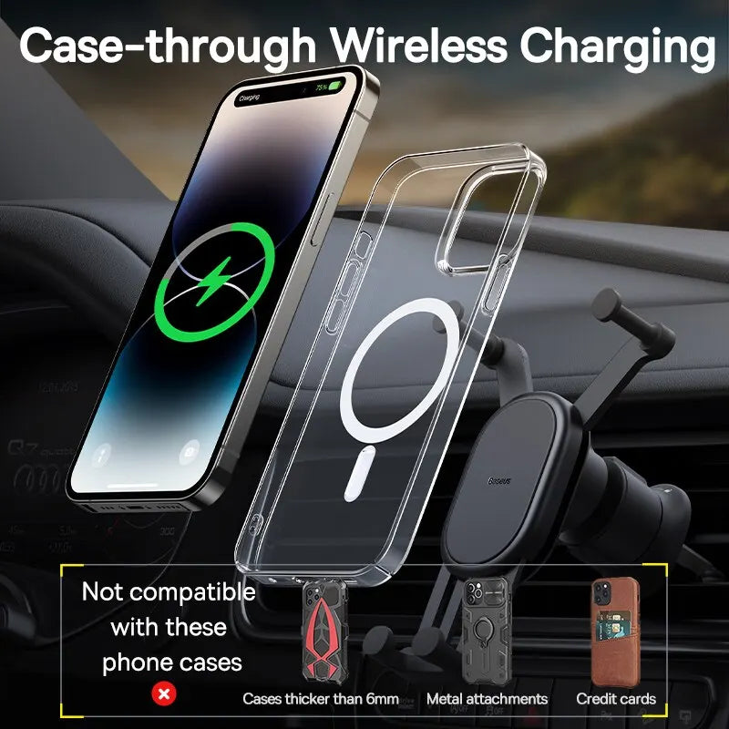 Baseus Car Phone Holder Wireless Charger Car Charger for Air Vent Mount Fast Charging For iPhone 12 13 14 Support Xiaomi Huawei