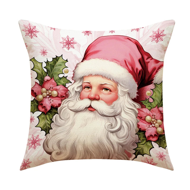 Linen Christmas Pillow Cover Snowman Elk Pillow Case 2023 Christmas Decoration for Home New Year Sofa Car Cushion Cover 45x45cm 24