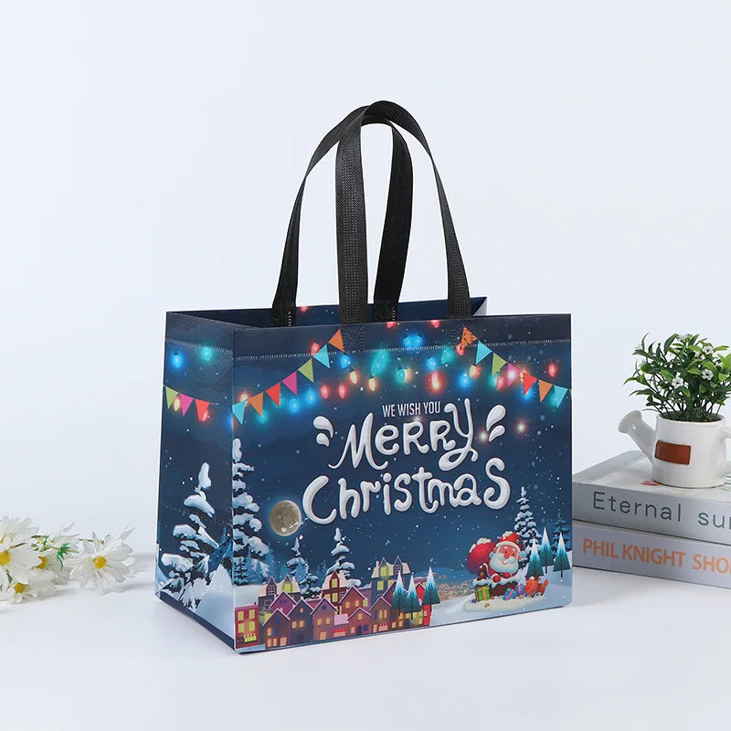 Merry Christmas Gift Bags Non-woven Santa Claus Snowman Handbag Xmas Holiday Party Supplies 2024 New Year Candy Gift Packaging 11