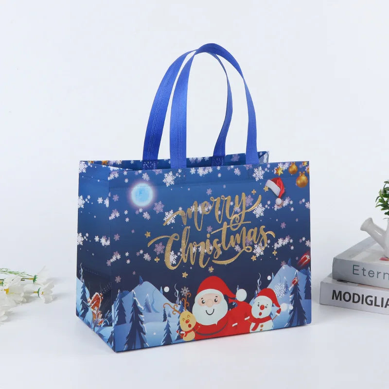 Merry Christmas Gift Bags Non-woven Santa Claus Snowman Handbag Xmas Holiday Party Supplies 2024 New Year Candy Gift Packaging 3