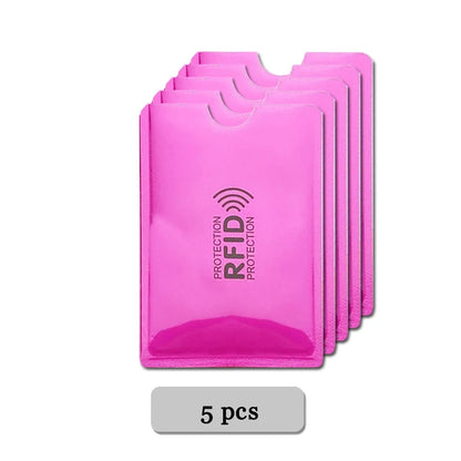 5-20 pcs Aluminium Anti Rfid Card Holder NFC Blocking Reader Lock Id Bank Card Holder Case Protection Metal Credit Card Case 5 pcs Rose-red