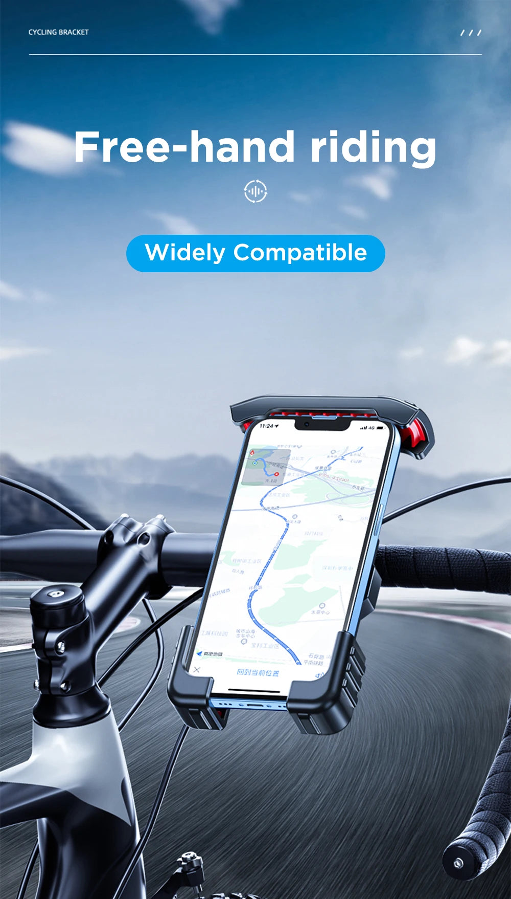 Joyroom Motorcycle Phone Holder Mount Quick Install 1s Automatically Lock & Release,Widely for Phone 4.7"-7'' Bike Phone Holder
