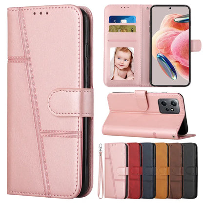 Wallet Flip Cowhide Pattern Anti Drop Leather Cover For Xiaomi Redmi 12 12C 10 10A 9T Note 12 12S 12 Pro Plus 11S 10 Pro 9 Pro