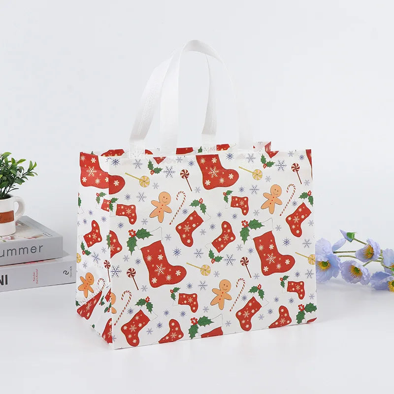 Merry Christmas Gift Bags Non-woven Santa Claus Snowman Handbag Xmas Holiday Party Supplies 2024 New Year Candy Gift Packaging 7