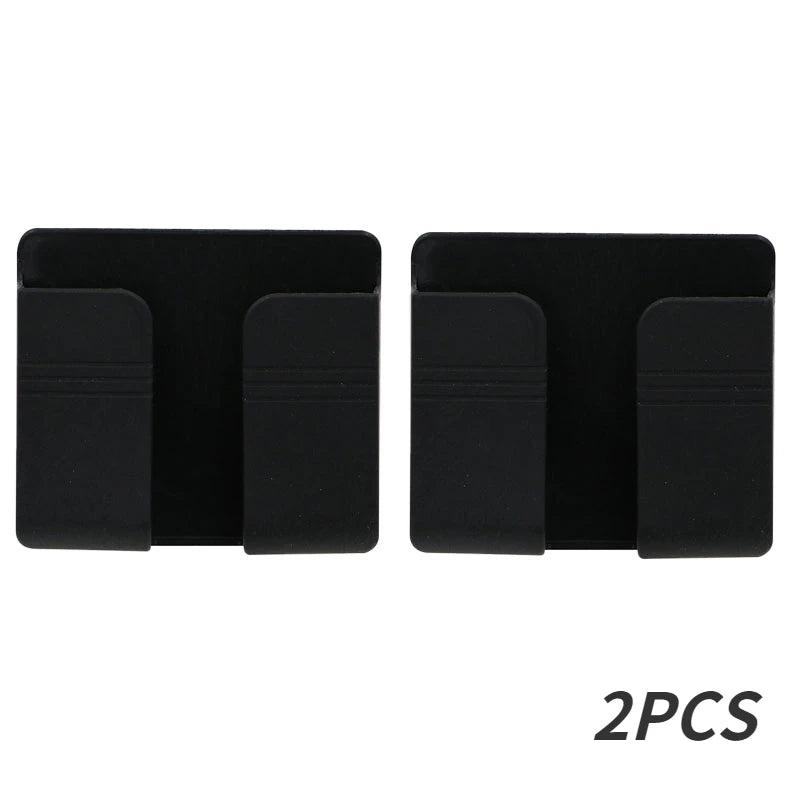 4/2/1Pcs Multifunction Punch Free Wall Mounted Storage Box Organizer TV Remote Control Mounted Mobile Phone Plug Charging Holder black-2pcs