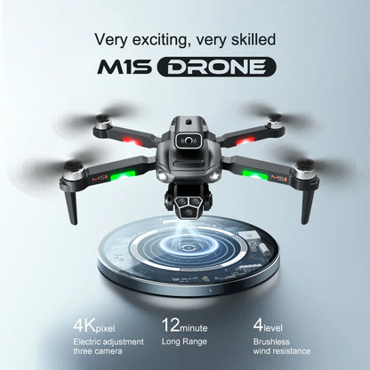 M1s Mini Drone 4k Profesional Three HD Camera Obstacle Avoidance Aerial Photography Brushless Motor Foldable Rc Quadcopter Toys