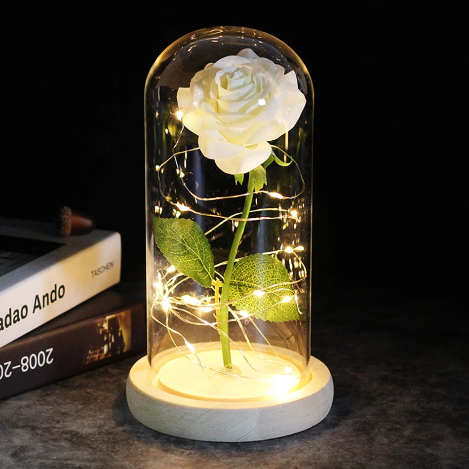 Galaxy Rose Artificial Flowers Beauty and the Beast Rose Wedding Decor Creative Valentine's Day Mother's Gift white