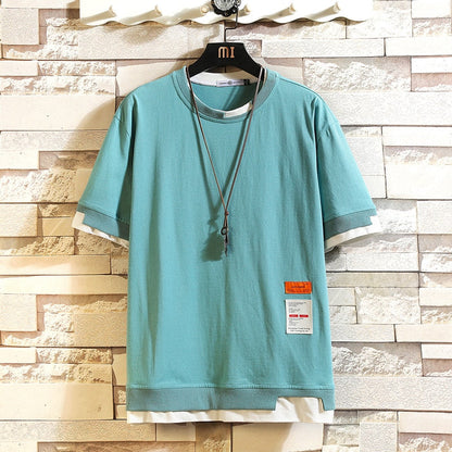 Short Sleeve T Shirt Men Summer Loose Tshirt Top Tees Fashion Clothes Plus OVERSize O NECK T3168 D