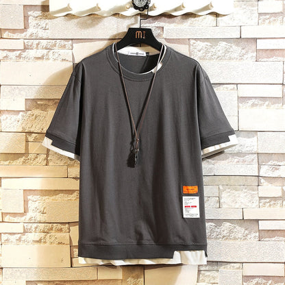 Short Sleeve T Shirt Men Summer Loose Tshirt Top Tees Fashion Clothes Plus OVERSize O NECK T3168 C