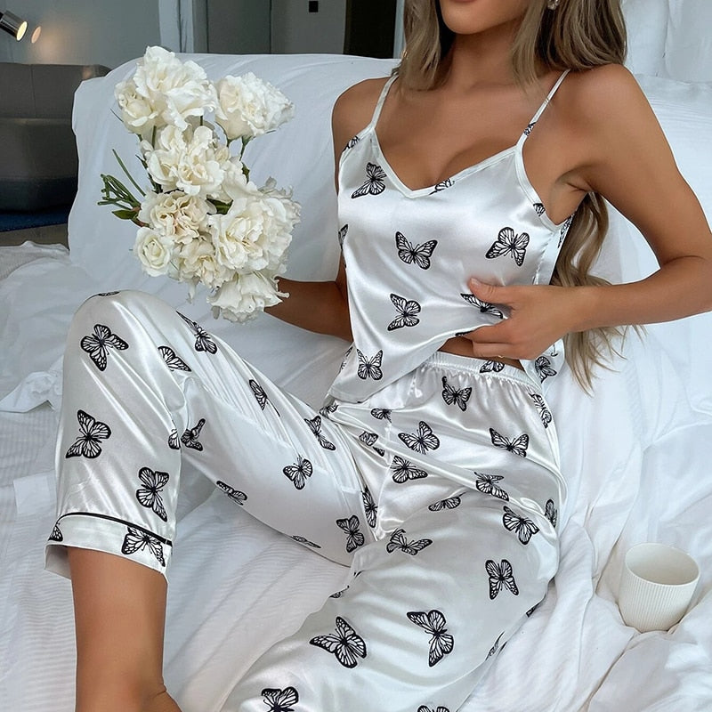 Silk Lingerie Pajama Set for Women