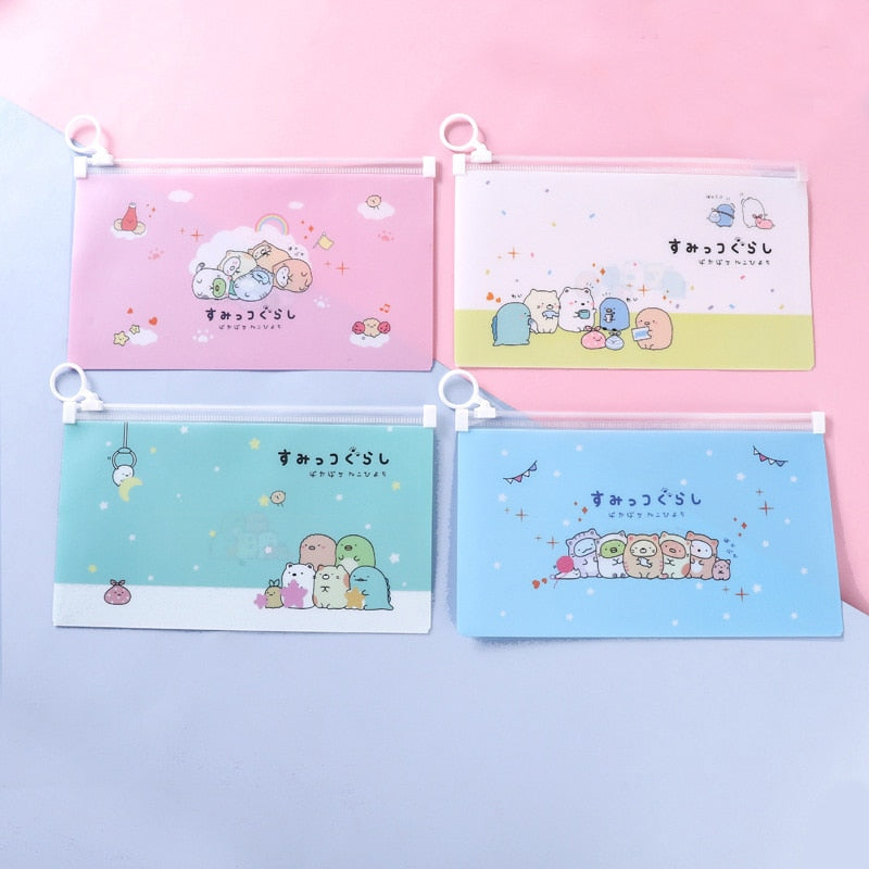 Simple Pencil Case Kawaii Cartoon Zipper Waterproof Pencilcase Storage Bag Pencils Pouch Student Stationery Supplies Gifts