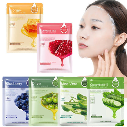 Skin Care Six Fruit Plant Facial Mask Moisturizing Oil-control Blueberry Cucumber Pomegranate Fruit Aloe Face Mask