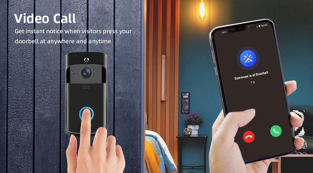 Smart Doorbell Camera Wifi Wireless Video Doorbell Call Intercom for Apartments Door Bell with Free Cloud Storage Home WiFi Bell