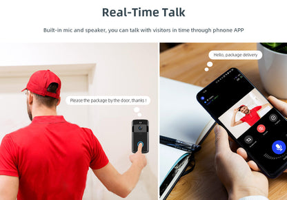 Smart Doorbell Camera Wifi Wireless Video Doorbell Call Intercom for Apartments Door Bell with Free Cloud Storage Home WiFi Bell
