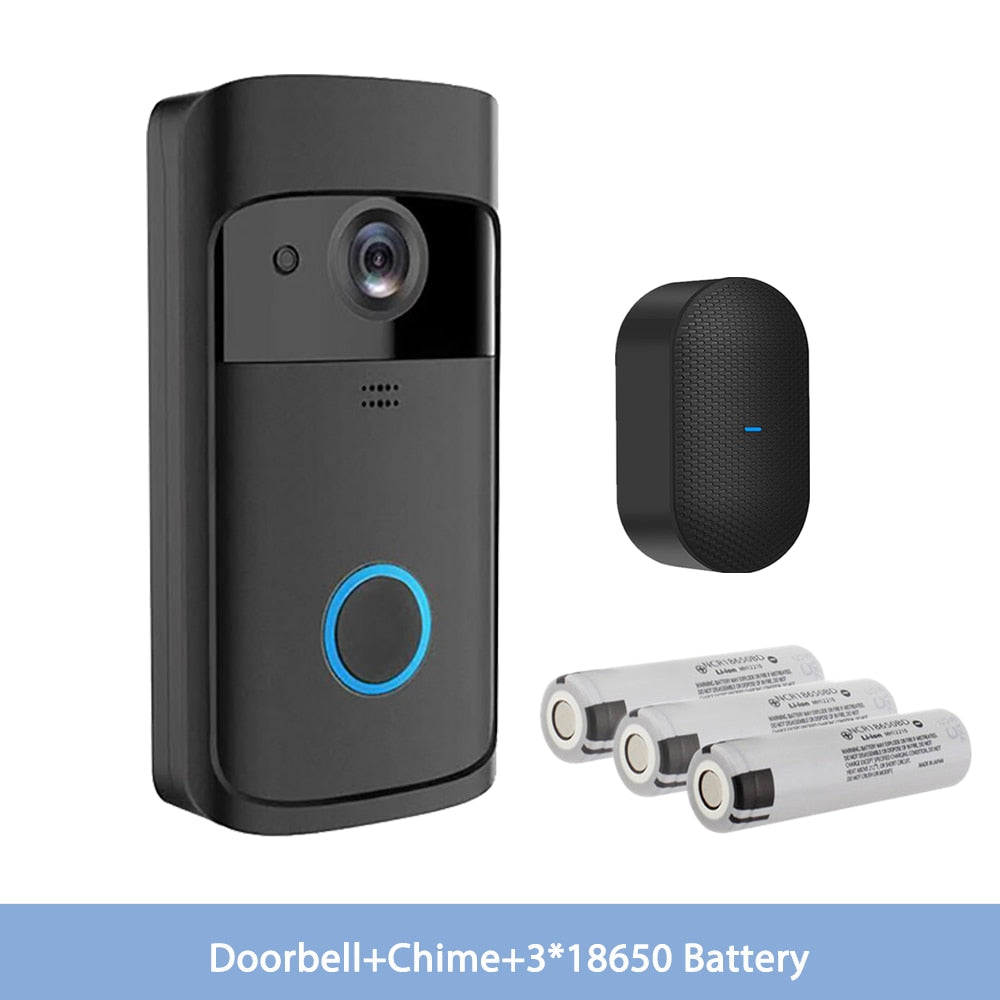 Smart Doorbell Camera Wifi Wireless Video Doorbell Call Intercom for Apartments Door Bell with Free Cloud Storage Home WiFi Bell CN BellxBatteryxChime