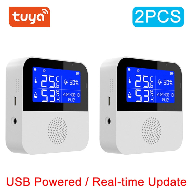Smart Temperature and Humidity Sensor with LCD Display and Voice Control Compatibility USB powered 2PCS