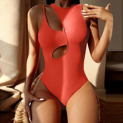 Soild One Piece Swimsuit 2023 New Female Cutout Multicolor Shoulder Bathing Suit High Waist Sexy Push Up Swimwear Women A262X11