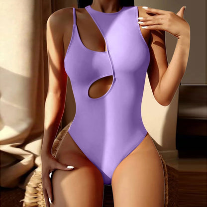 Soild One Piece Swimsuit 2023 New Female Cutout Multicolor Shoulder Bathing Suit High Waist Sexy Push Up Swimwear Women A262Z11