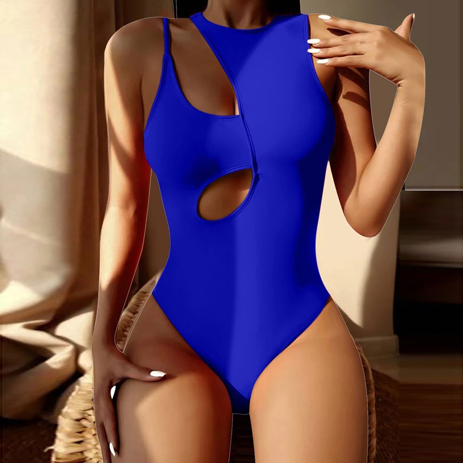 Soild One Piece Swimsuit 2023 New Female Cutout Multicolor Shoulder Bathing Suit High Waist Sexy Push Up Swimwear Women A262S11