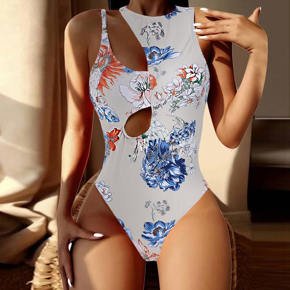 Soild One Piece Swimsuit 2023 New Female Cutout Multicolor Shoulder Bathing Suit High Waist Sexy Push Up Swimwear Women