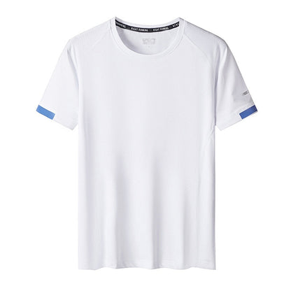 Sport Men'S GYM Quick Dry Mesh T-shirts Fashion Summer Short Sleeves Black White Tshirt Top Tees Oversized 7XL 8XL 9XL T02 White