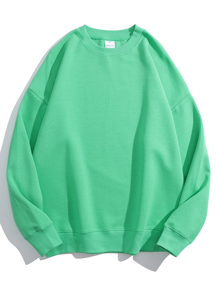 Spring Cotton Pullover Sweatshirts Oversize Women O Neck Loose Long Sleeve Top Solid Oversized Green Sweatshirt For Women Fruit green