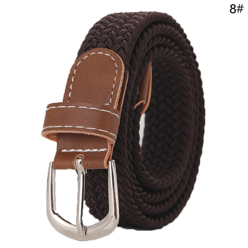 Stretch Canvas Leather Belts for Men Female Casual Knitted Woven Military Tactical Strap Male Elastic Belt for Pants Jeans as picture 2