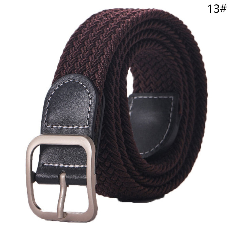 Stretch Canvas Leather Belts for Men Female Casual Knitted Woven Military Tactical Strap Male Elastic Belt for Pants Jeans as picture 5