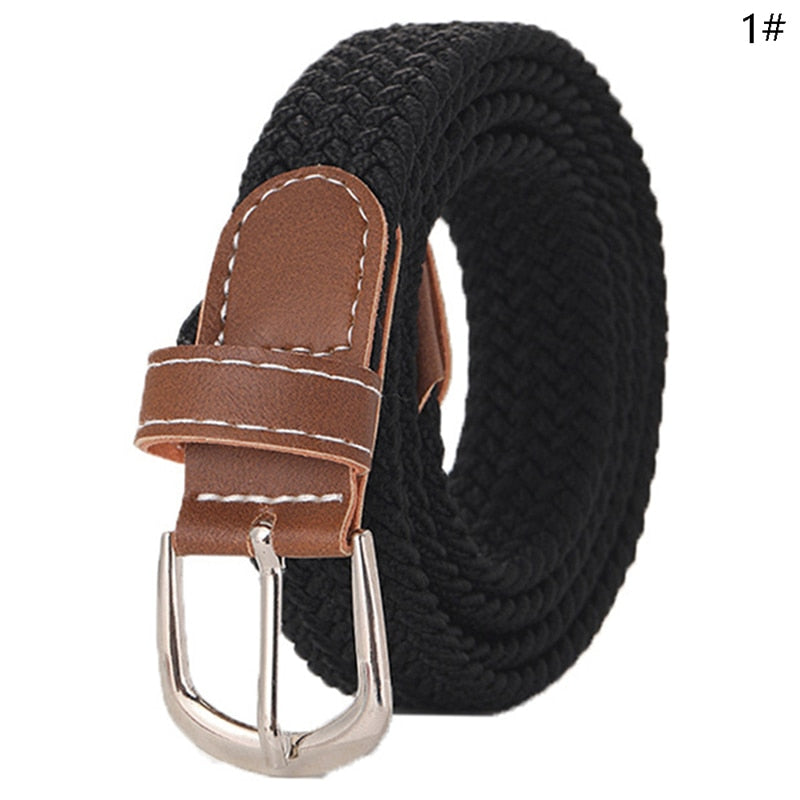 Stretch Canvas Leather Belts for Men Female Casual Knitted Woven Military Tactical Strap Male Elastic Belt for Pants Jeans as picture 1