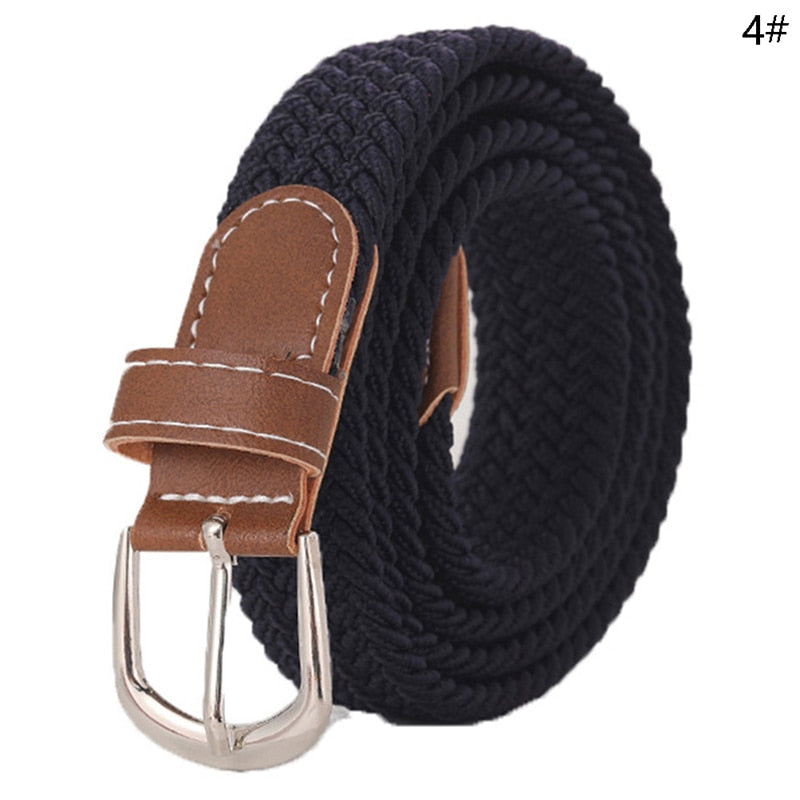 Stretch Canvas Leather Belts for Men Female Casual Knitted Woven Military Tactical Strap Male Elastic Belt for Pants Jeans as picture 9