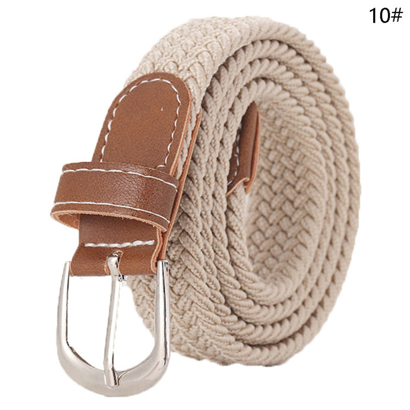 Stretch Canvas Leather Belts for Men Female Casual Knitted Woven Military Tactical Strap Male Elastic Belt for Pants Jeans as picture