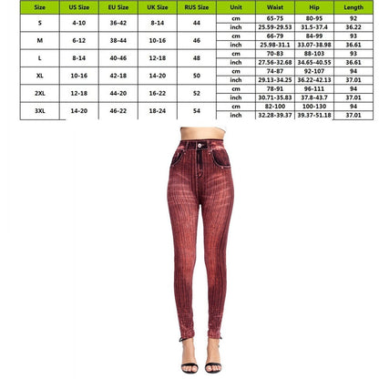 Stretch Well Fitness Fake Pockets High Waist Leggings Faux Denim Jeans Sexy Elastic Jeggings Soft Casual Thin Pencil Pants style 9