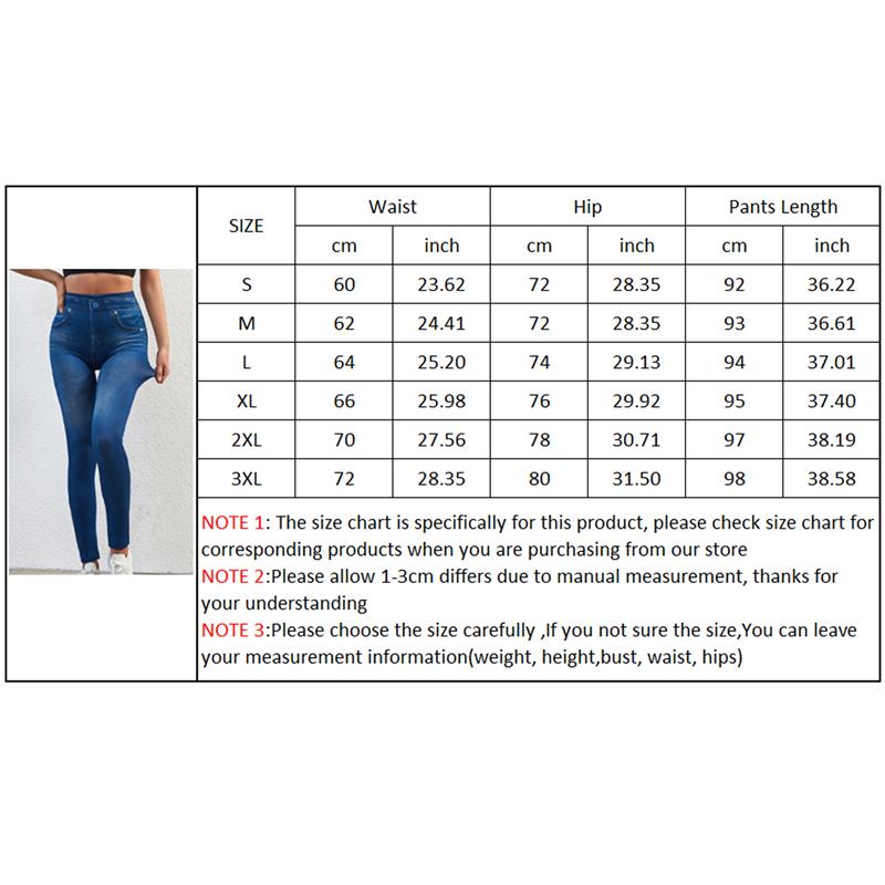 Stretch Well Fitness Fake Pockets High Waist Leggings Faux Denim Jeans Sexy Elastic Jeggings Soft Casual Thin Pencil Pants