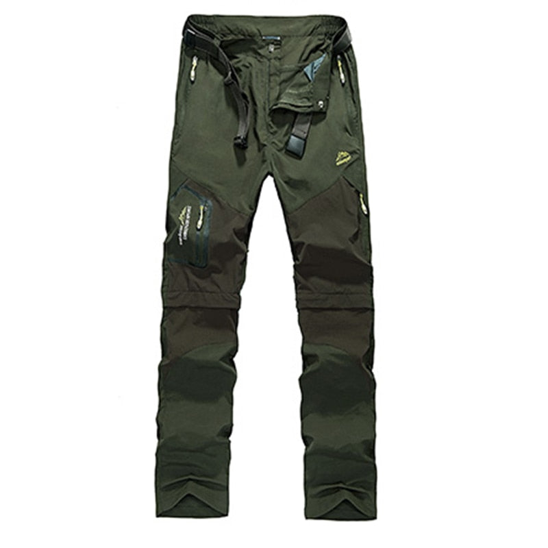 Summer Mens Joggers Pants Stitching Cargo Pant Male Quick Dry Jogger New Fashion Leisure Men Trousers Switchable Shorts Army Green