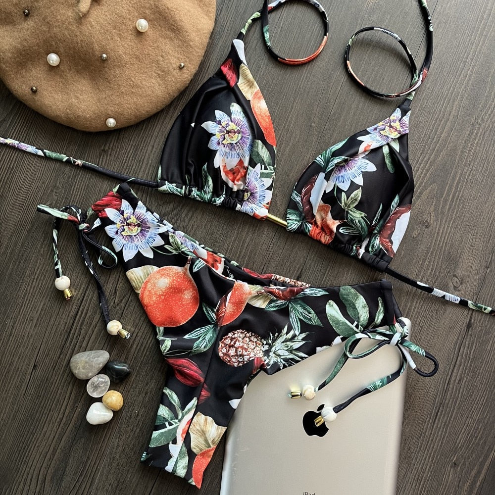 Summer Sexy Printed Swimwear 2023 Women Bikinis Sets Fashion Bandage Push Up Swimming Suit Brazilian Beachwear Bathing Suit 7605