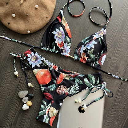 Summer Sexy Printed Swimwear 2023 Women Bikinis Sets Fashion Bandage Push Up Swimming Suit Brazilian Beachwear Bathing Suit 7605