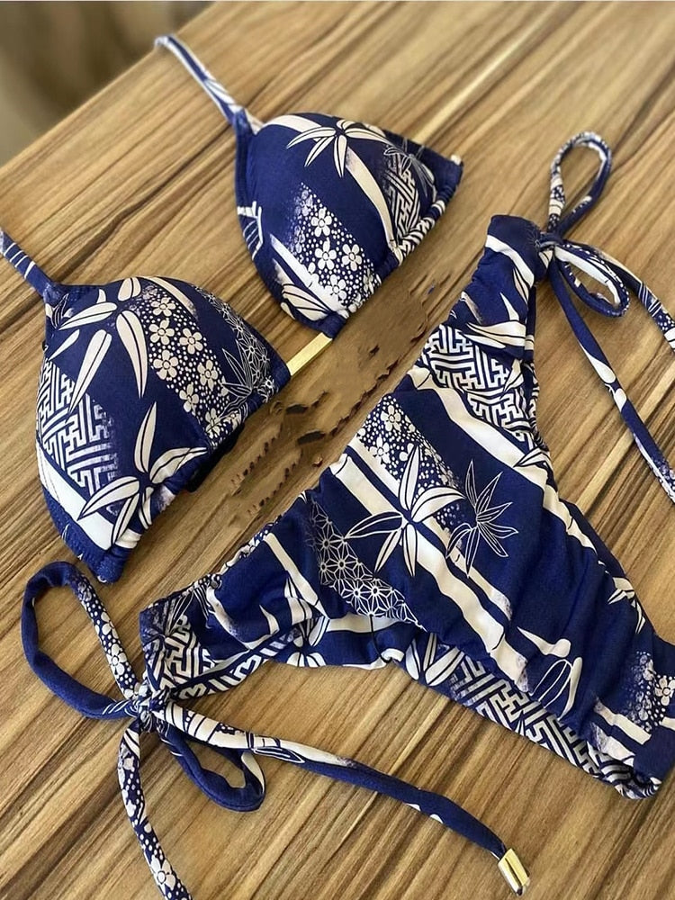 Summer Sexy Printed Swimwear 2023 Women Bikinis Sets Fashion Bandage Push Up Swimming Suit Brazilian Beachwear Bathing Suit