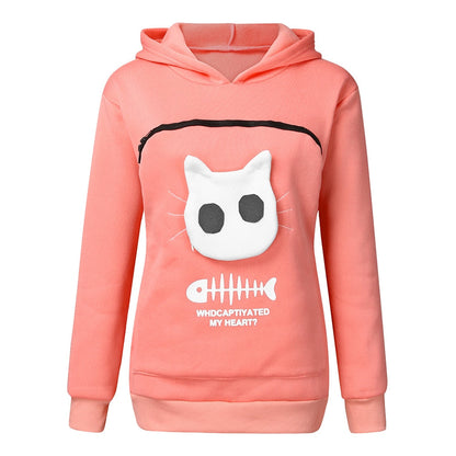 Sweatshirt Cat Lovers Hoodie Kangaroo Dog Pet Paw Dropshipping Pullovers Cuddle Pouch Sweatshirt Pocket Animal Ear Hooded Plus Pink