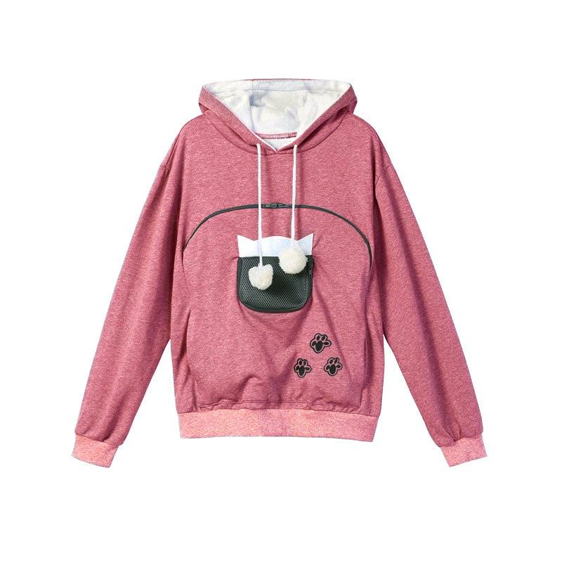 Sweatshirt Cat Lovers Hoodie Kangaroo Dog Pet Paw Dropshipping Pullovers Cuddle Pouch Sweatshirt Pocket Animal Ear Hooded Plus Pink 2