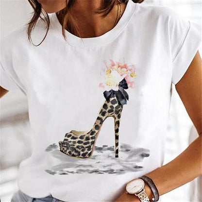 T-shirts Women Clothing Sweet Wine Print Girl 90s Cartoon Printing Clothes Graphic Tshirt Top Lady Print Female Tee T-Shirt 15