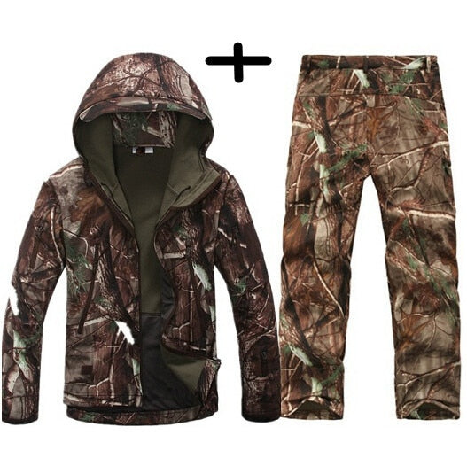 TAD Gear Tactical Softshell Camouflage Jacket Set Men Army Windbreaker Waterproof Hunting Clothes Set Military Outdoors Jacket tree