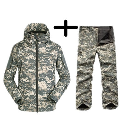 TAD Gear Tactical Softshell Camouflage Jacket Set Men Army Windbreaker Waterproof Hunting Clothes Set Military Outdoors Jacket ACU