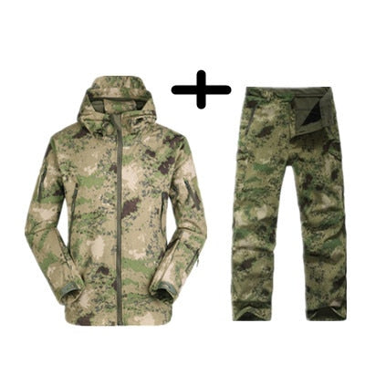 TAD Gear Tactical Softshell Camouflage Jacket Set Men Army Windbreaker Waterproof Hunting Clothes Set Military Outdoors Jacket 7