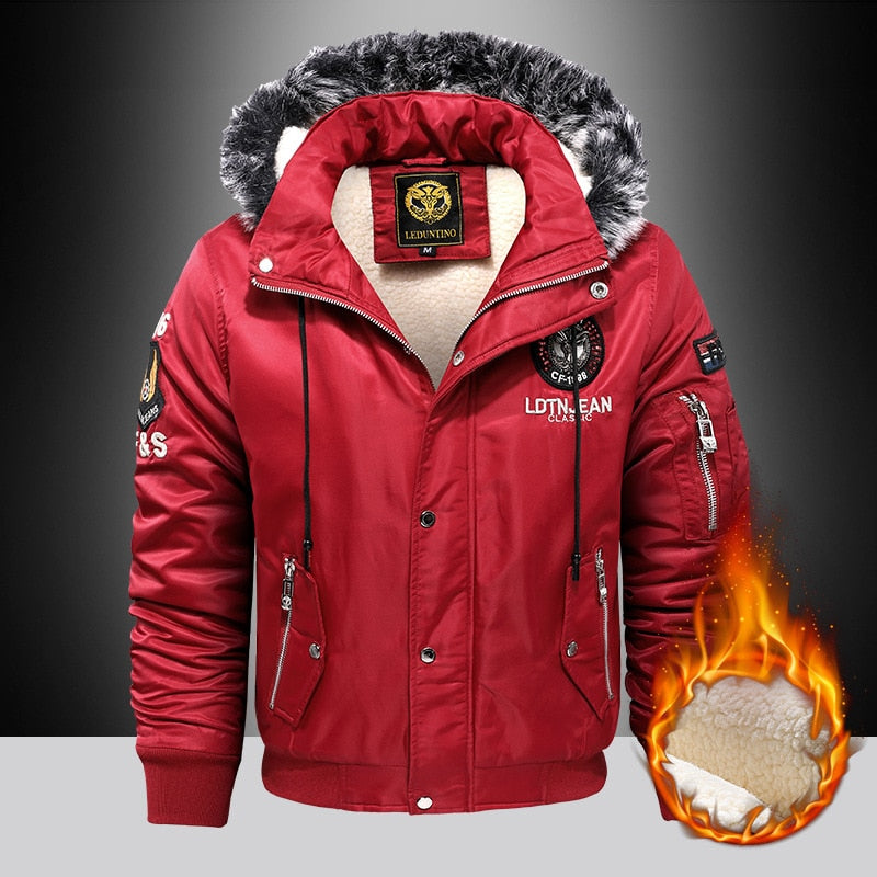 Thick Fashion Down & Parka Coat Oversize Plus Velvet Thick Brand Keep Warm Winter Men's Black Blue Red Padded Jacket