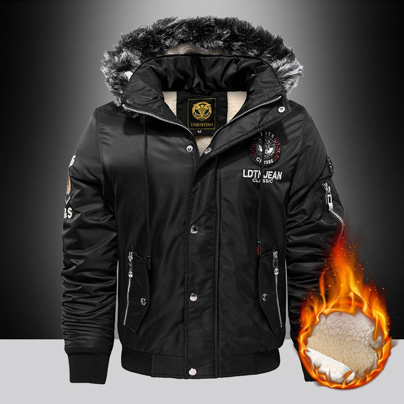 Thick Fashion Down & Parka Coat Oversize Plus Velvet Thick Brand Keep Warm Winter Men's Black Blue Red Padded Jacket