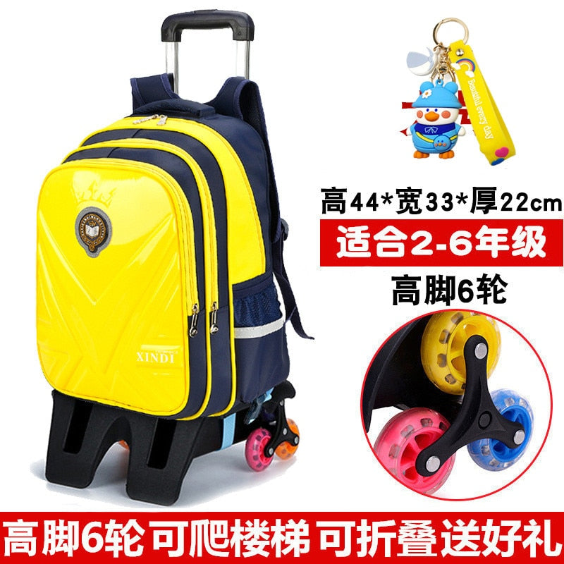 Trolley Children School Bags With Wheels Mochila Kids Backpack Trolley Luggage For Girls Boys backpack Escolar Backbag Schoolbag 6 wheel yellow1