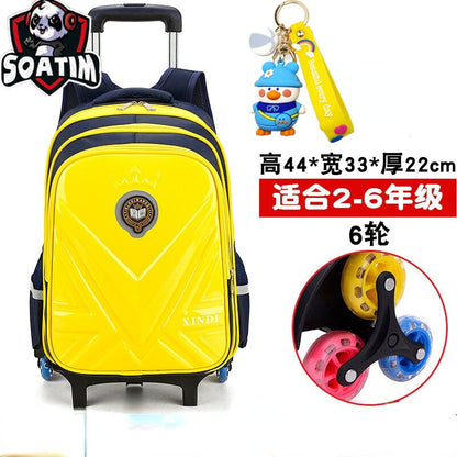 Trolley Children School Bags With Wheels Mochila Kids Backpack Trolley Luggage For Girls Boys backpack Escolar Backbag Schoolbag 6 wheel yellow