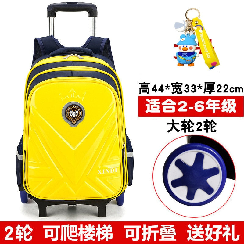Trolley Children School Bags With Wheels Mochila Kids Backpack Trolley Luggage For Girls Boys backpack Escolar Backbag Schoolbag 2 wheel yellow