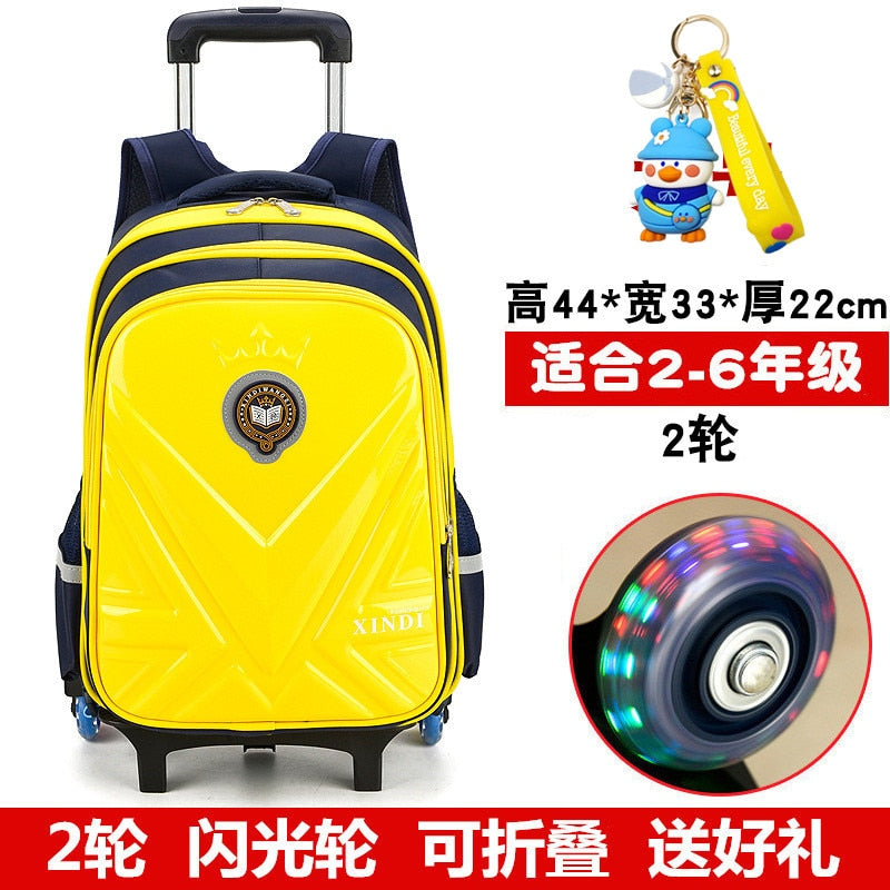 Trolley Children School Bags With Wheels Mochila Kids Backpack Trolley Luggage For Girls Boys backpack Escolar Backbag Schoolbag 2 wheel yellow1