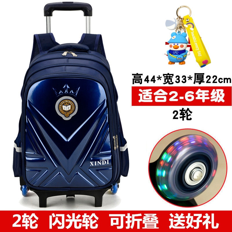 Trolley Children School Bags With Wheels Mochila Kids Backpack Trolley Luggage For Girls Boys backpack Escolar Backbag Schoolbag 2 wheel blue1